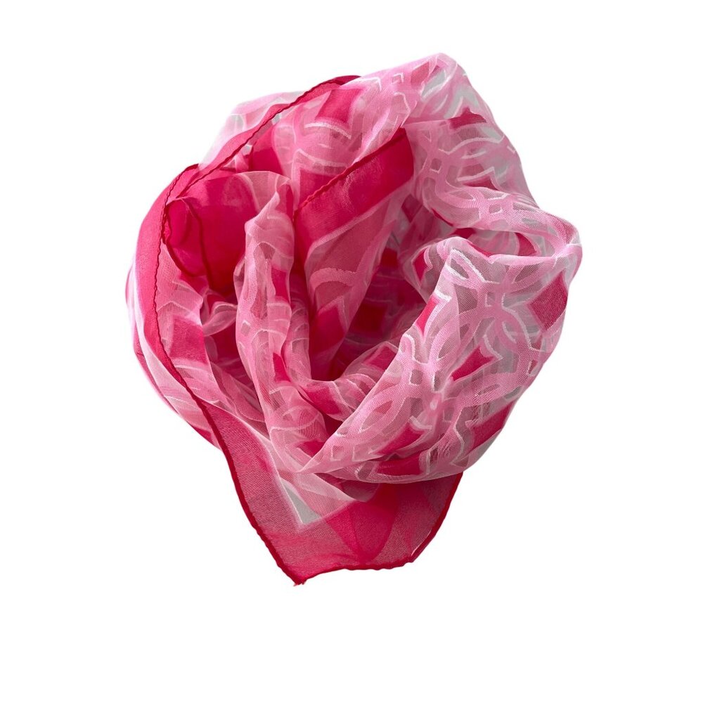 Pink Sheer Geometric Patterned Scarf Shawl Wrap Lightweight Elegant Accessory